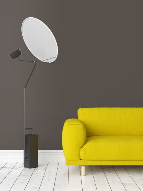 Modern parlak iç. 3D render