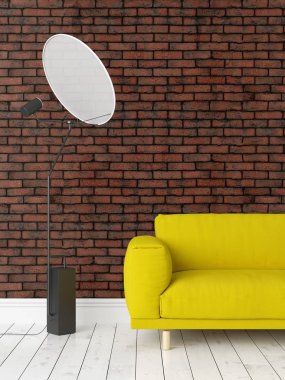 Modern parlak iç. 3D render