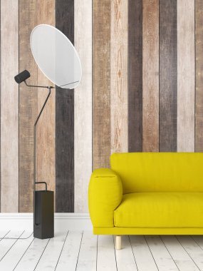 Modern parlak iç. 3D render