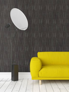 Modern parlak iç. 3D render