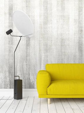 Modern parlak iç. 3D render