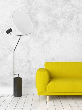 Modern parlak iç. 3D render