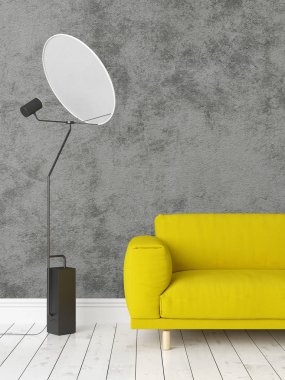 Modern parlak iç. 3D render