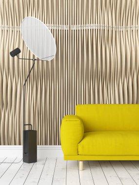 Modern parlak iç. 3D render