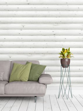 Modern parlak iç. 3D render