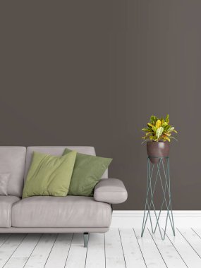 Modern parlak iç. 3D render
