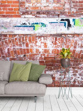 Modern parlak iç. 3D render