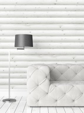 Modern parlak iç. 3D render