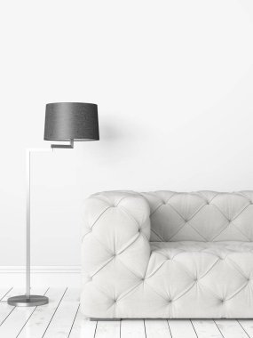 Modern parlak iç. 3D render