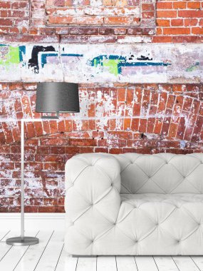 Modern parlak iç. 3D render