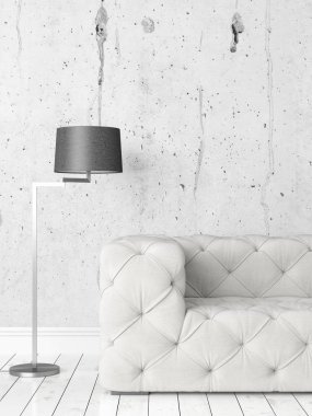 Modern parlak iç. 3D render