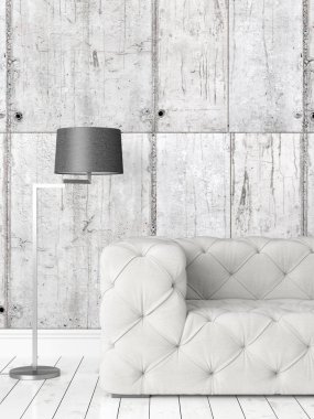 Modern parlak iç. 3D render