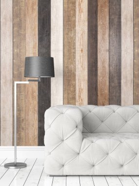 Modern parlak iç. 3D render