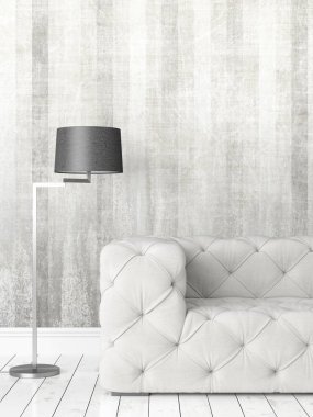 Modern parlak iç. 3D render