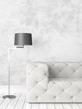 Modern parlak iç. 3D render