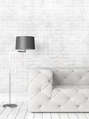 Modern parlak iç. 3D render