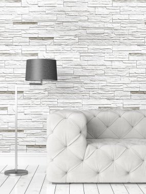 Modern parlak iç. 3D render