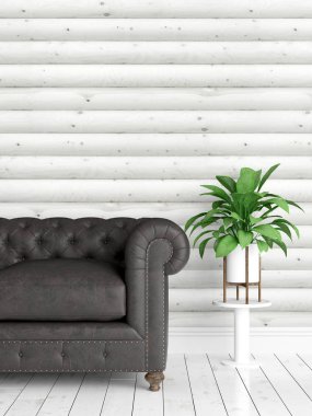 Modern parlak iç. 3D render