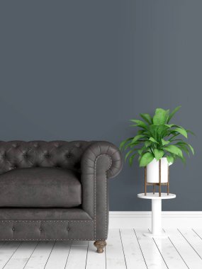 Modern parlak iç. 3D render