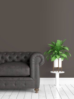 Modern parlak iç. 3D render