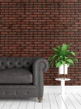 Modern parlak iç. 3D render