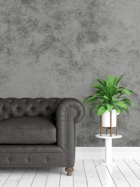 Modern parlak iç. 3D render