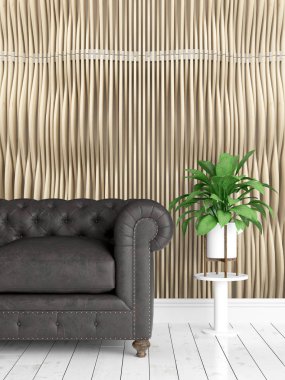 Modern parlak iç. 3D render