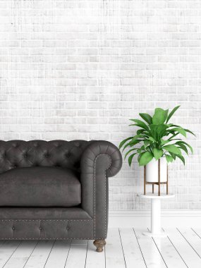 Modern parlak iç. 3D render