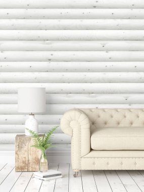 Modern parlak iç. 3D render