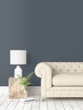 Modern parlak iç. 3D render