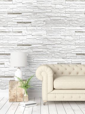 Modern parlak iç. 3D render