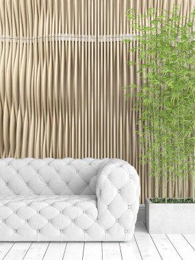 Modern parlak iç. 3D render