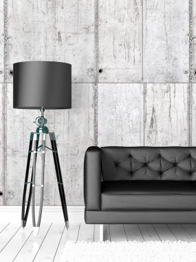 Modern parlak iç. 3D render