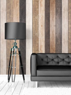 Modern parlak iç. 3D render