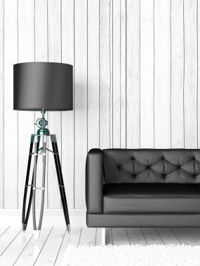 Modern parlak iç. 3D render