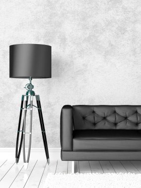 Modern parlak iç. 3D render