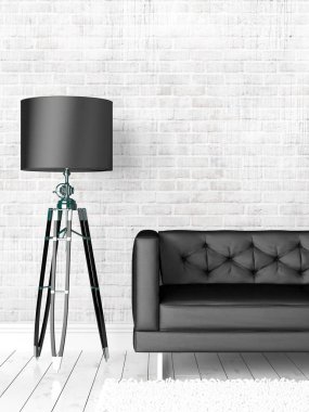 Modern parlak iç. 3D render