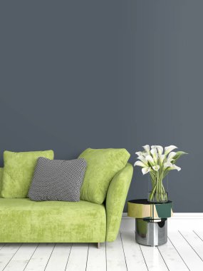 Modern parlak iç. 3D render