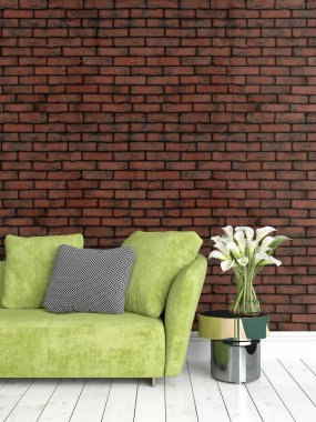 Modern parlak iç. 3D render