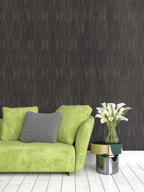 Modern parlak iç. 3D render