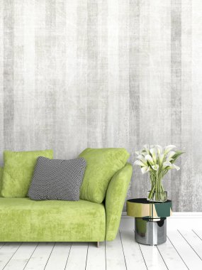 Modern parlak iç. 3D render