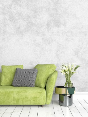 Modern parlak iç. 3D render