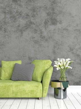 Modern parlak iç. 3D render