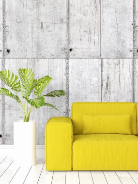 Modern parlak iç. 3D render