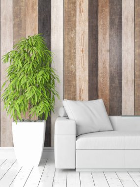 Modern parlak iç. 3D render