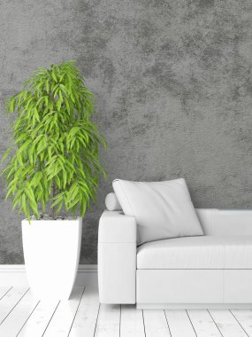 Modern parlak iç. 3D render