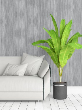 Modern parlak iç. 3D render