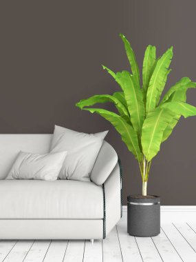 Modern parlak iç. 3D render