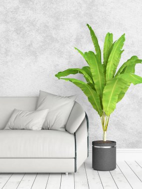 Modern parlak iç. 3D render