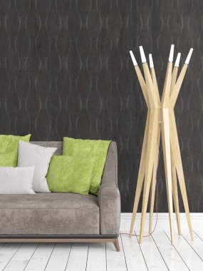 Modern parlak iç. 3D render